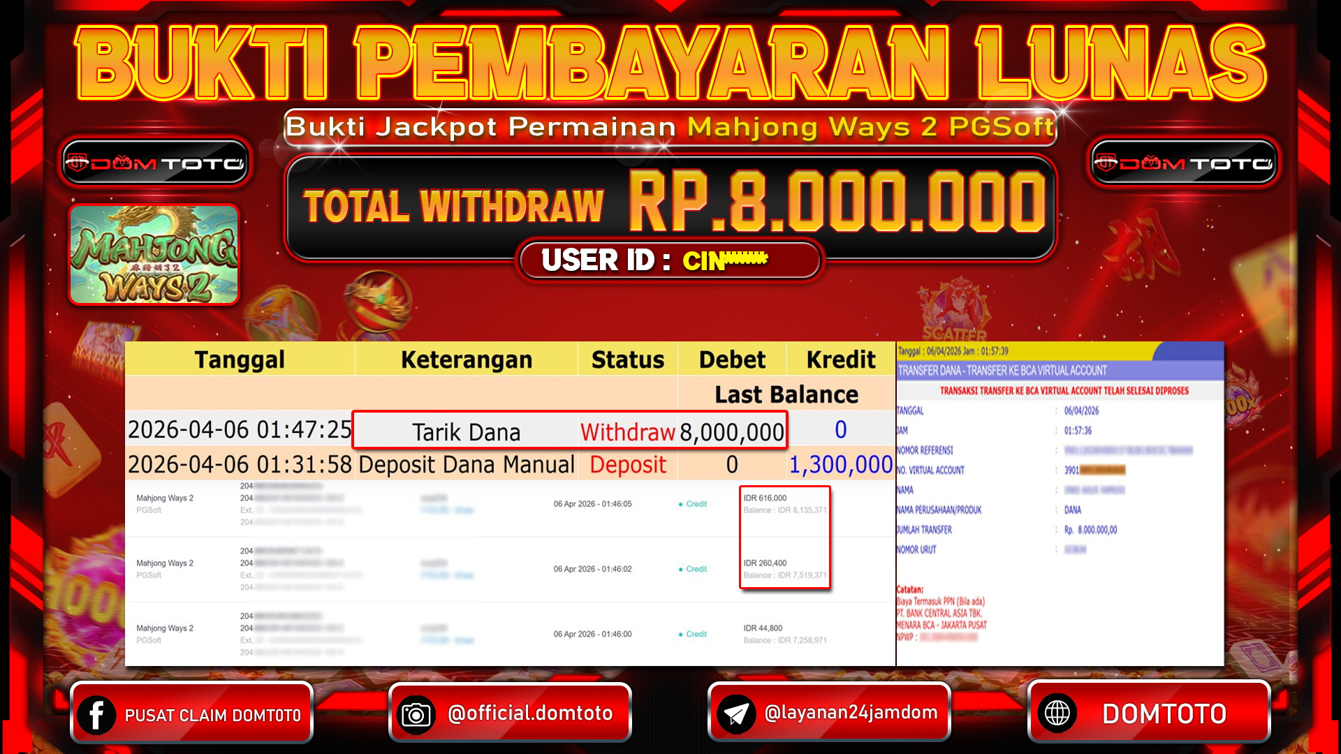 JACKPOT SLOT Mahjong Ways 2 PGSoft 06 APRIL 2026